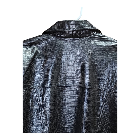 Vintage Saguaro Genuine Leather Croc-Embossed Black Jacket Y2K Style Size XL - Picture 8 of 15